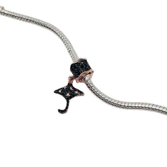 🎆Rose Gold & Black Sting Ray Ocean Dangle Bracelet Charm - Picture 3 of 11